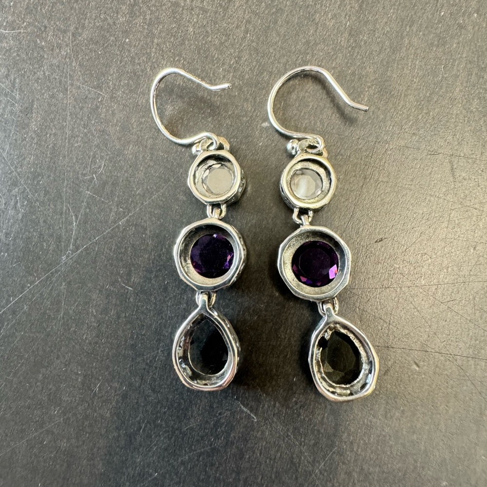Silpada Earrings W2283 PLUM PRETTY CZ Sterling Silver Purple Grey Dangle - Picture 7 of 13